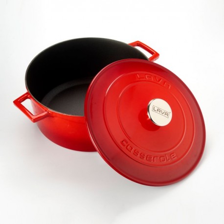 Чугунена тенджера кръгла червена LAVA Фолк Ø28cm (LV Y TC 28 K1)